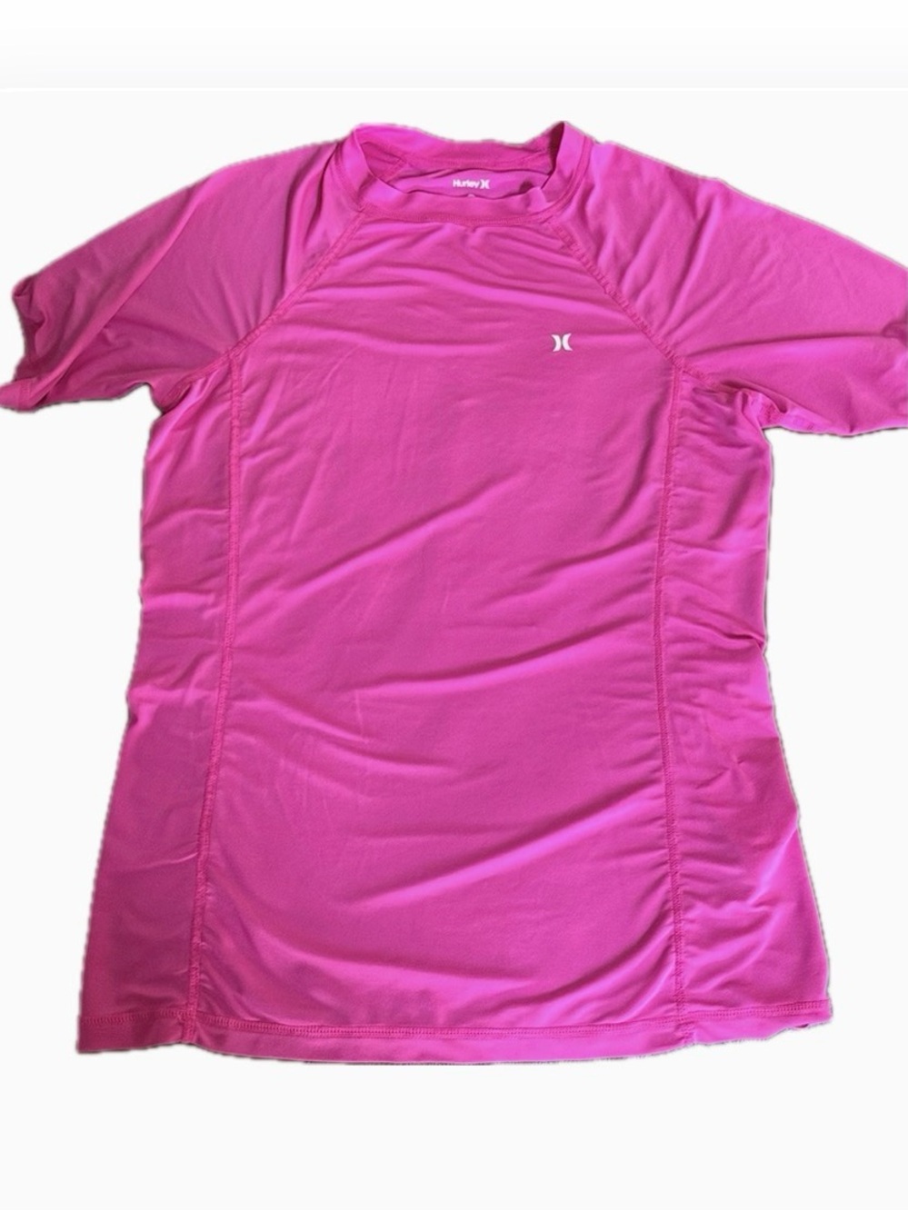 Hurley Hot Pink Short Sleeve Performance Rash Guard UPF-50